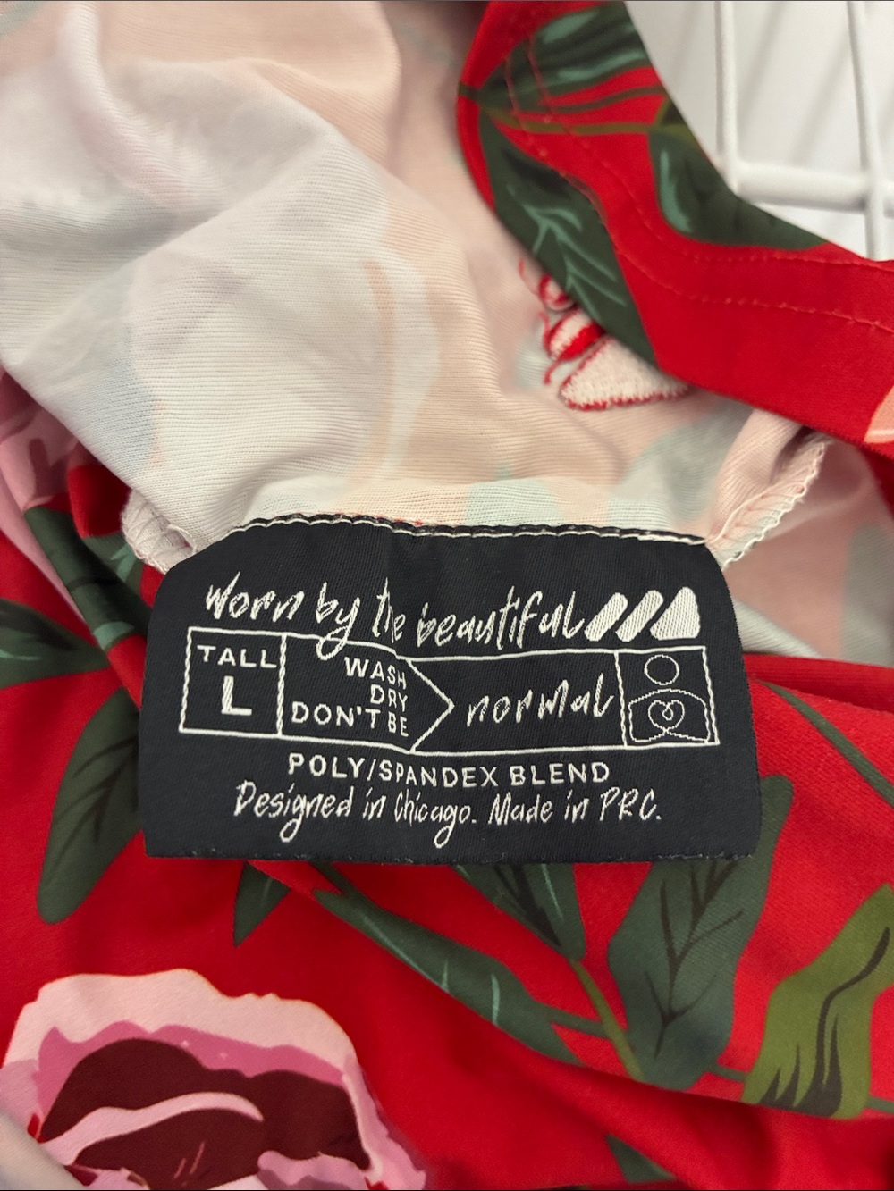 Red Floral Drawstring Mini Skort - Picture 2 of 3